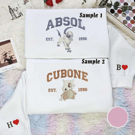 Absol And Cubone Est 1996 Pokemon Anime Embroidered Couples Shirts