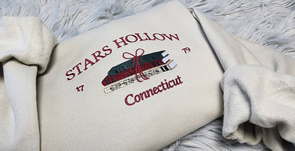 Embroidered Stars Hollow Connecticut Sweatshirt - Connecticut Book Embroidered Unisex Sweatshirt or Hooded Sweatshirt