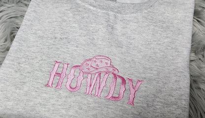 Embroidered Howdy Crewneck - Cowgirl Western Style Crewneck - Embroidered gift