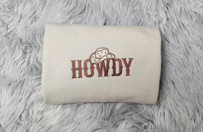 Embroidered Howdy Crewneck - Cowgirl Western Style Crewneck - Embroidered gift