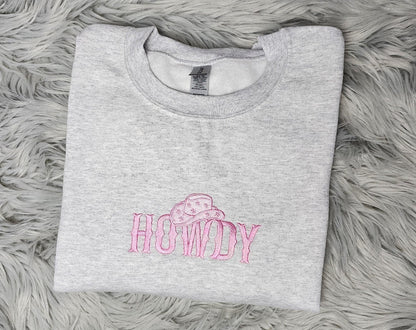 Embroidered Howdy Crewneck - Cowgirl Western Style Crewneck - Embroidered gift