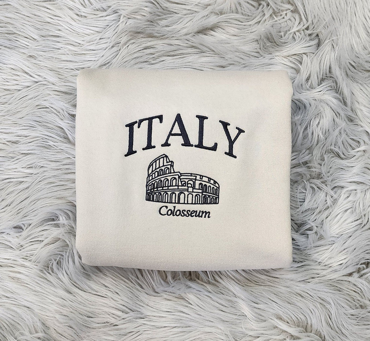Embroidered Italy Colosseum Crewneck - Travel In Italy Unisex Sweatshirt -  Rome Italy Embroidery