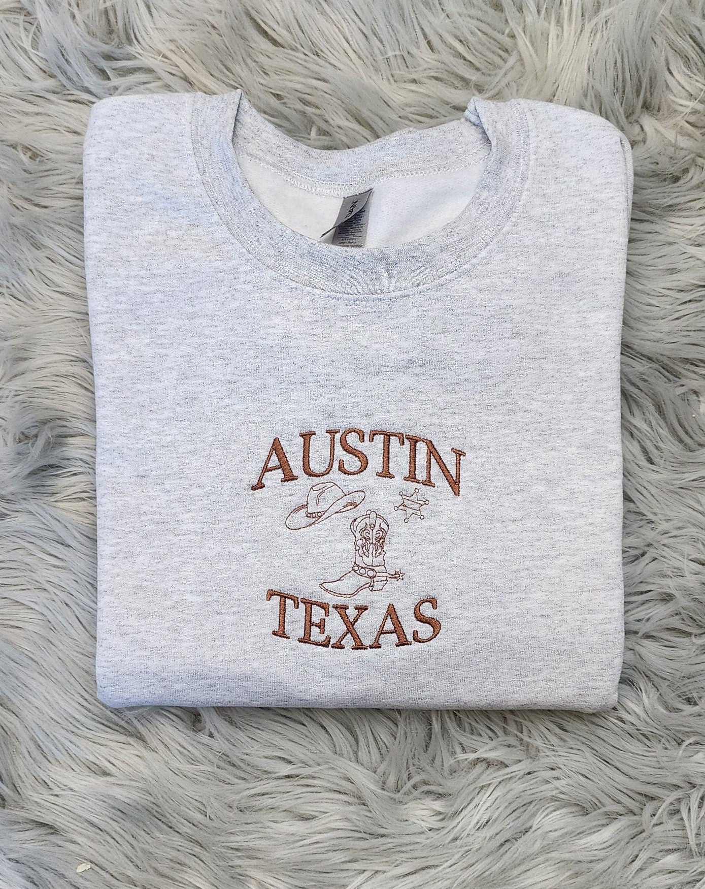 Embroidered Austin Texas Crewneck Sweatshirt or Hooded Sweatshirt - Texas Sweatshirt  - Embroidered gift