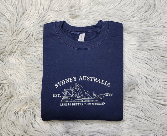 Embroidered Sydney Australia Sweatshirt,  Sydney Australia Unisex Sweatshirt Unisex Sweatshirt or Hooded Sweatshirt