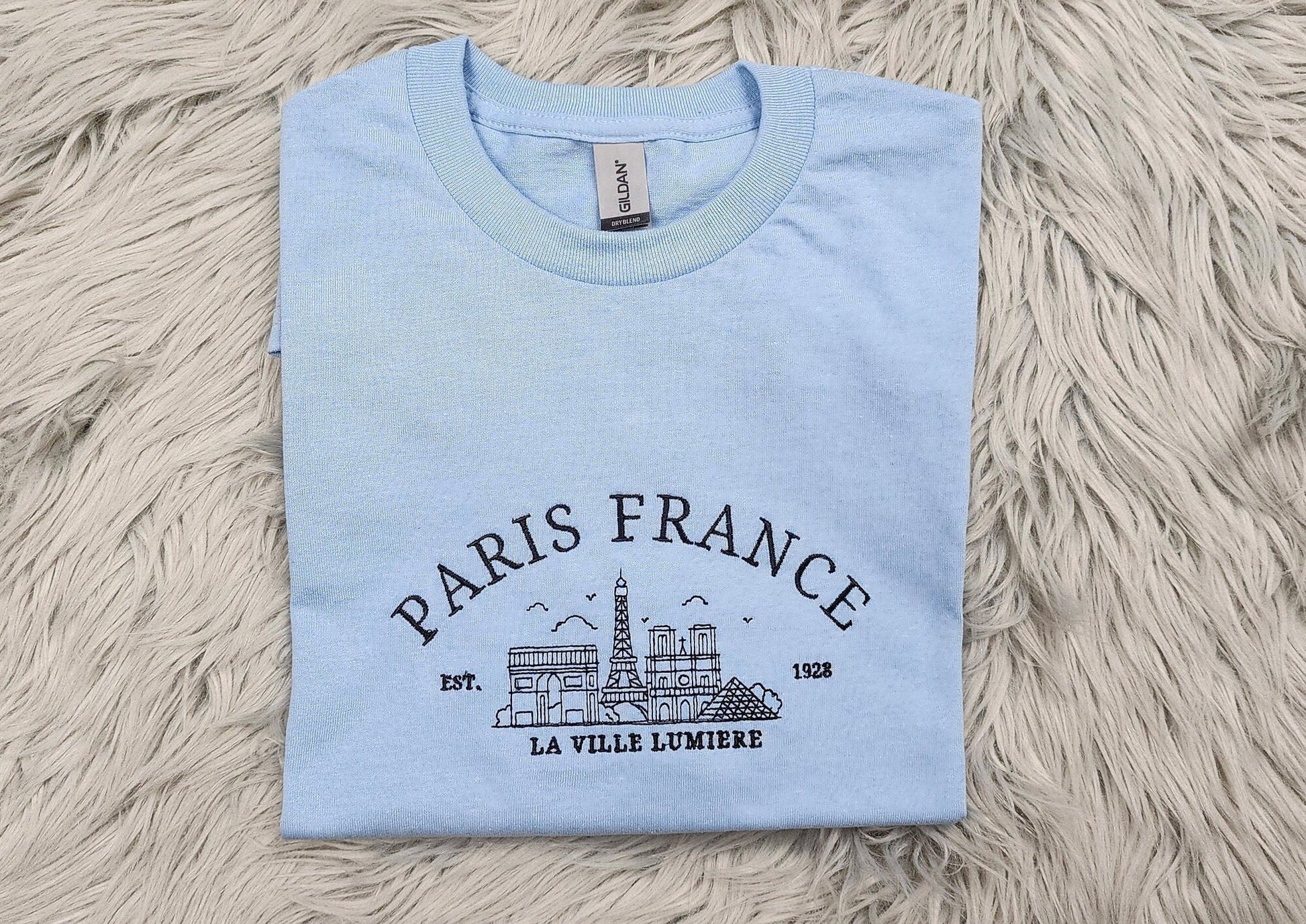 Embroidered  Paris France Crewneck -  France Crewneck - City of Love  - Paris Embroidered Crewneck - T-Shirt - Sweatshirt - Hoodie