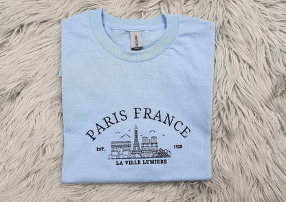 Embroidered  Paris France Crewneck -  France Crewneck - City of Love  - Paris Embroidered Crewneck - T-Shirt - Sweatshirt - Hoodie