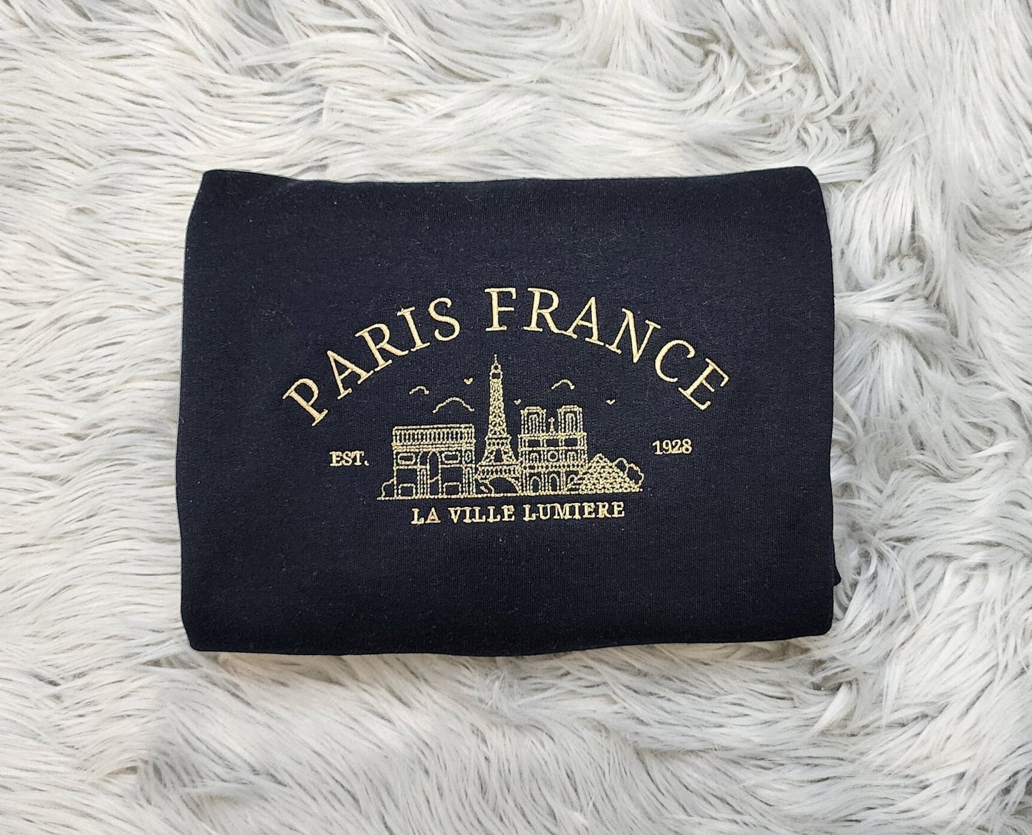 Embroidered  Paris France Crewneck -  France Crewneck - City of Love  - Paris Embroidered Crewneck - T-Shirt - Sweatshirt - Hoodie