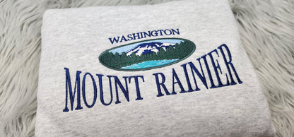 Mount Rainier Embroidered Crewneck - Mount Rainier Washington Crewneck - Embroidered Gifts - T-Shirt - Sweatshirt - Hoodie