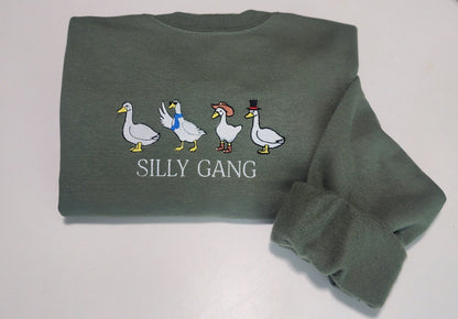 Silly Gang Embroidered Sweatshirt - Silly Goose Sweatshirt - Silly Goose on The Loose -  Embroidered Gift