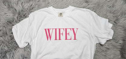 Wifey Comfort Colors Embroidered Crewneck T-Shirt - Gift for Wife - Anniversary Gift - Gift for her