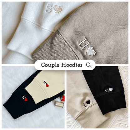 Her King x His Queen Custom Embroidered Matching Hoodies For Couples
