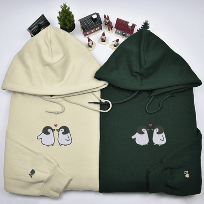 Custom Embroidered Penguin Love Matching Hoodies for Couples