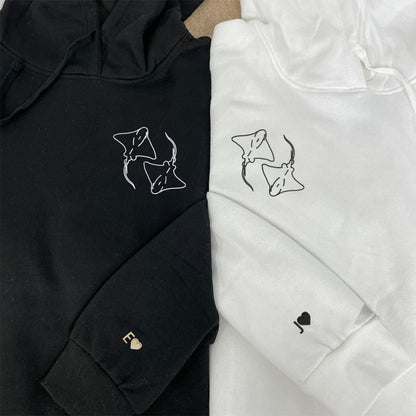 Custom Embroidered Stingray Love Matching Hoodies for Couples