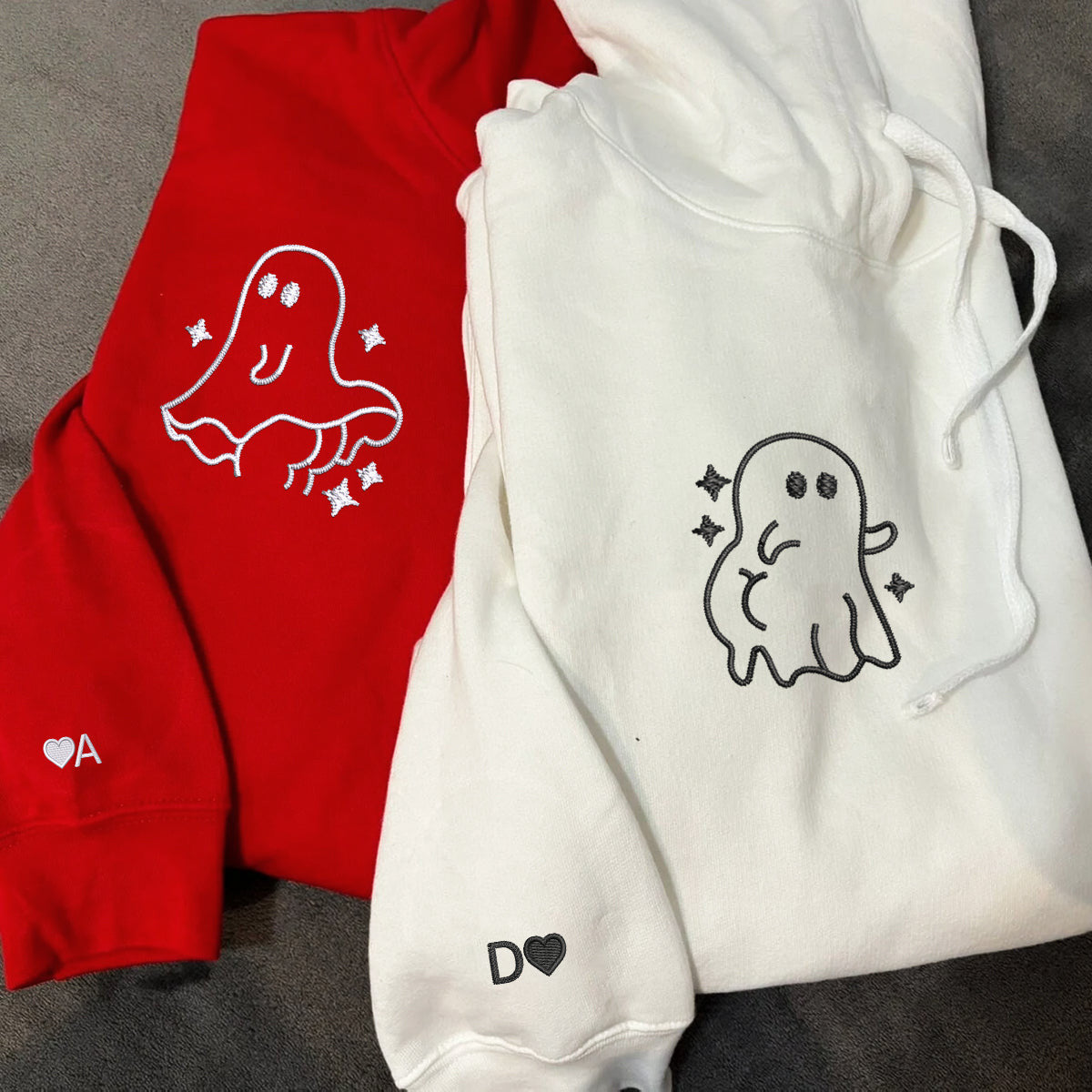Custom Embroidered Sassy Ghost Matching Hoodies for Couples