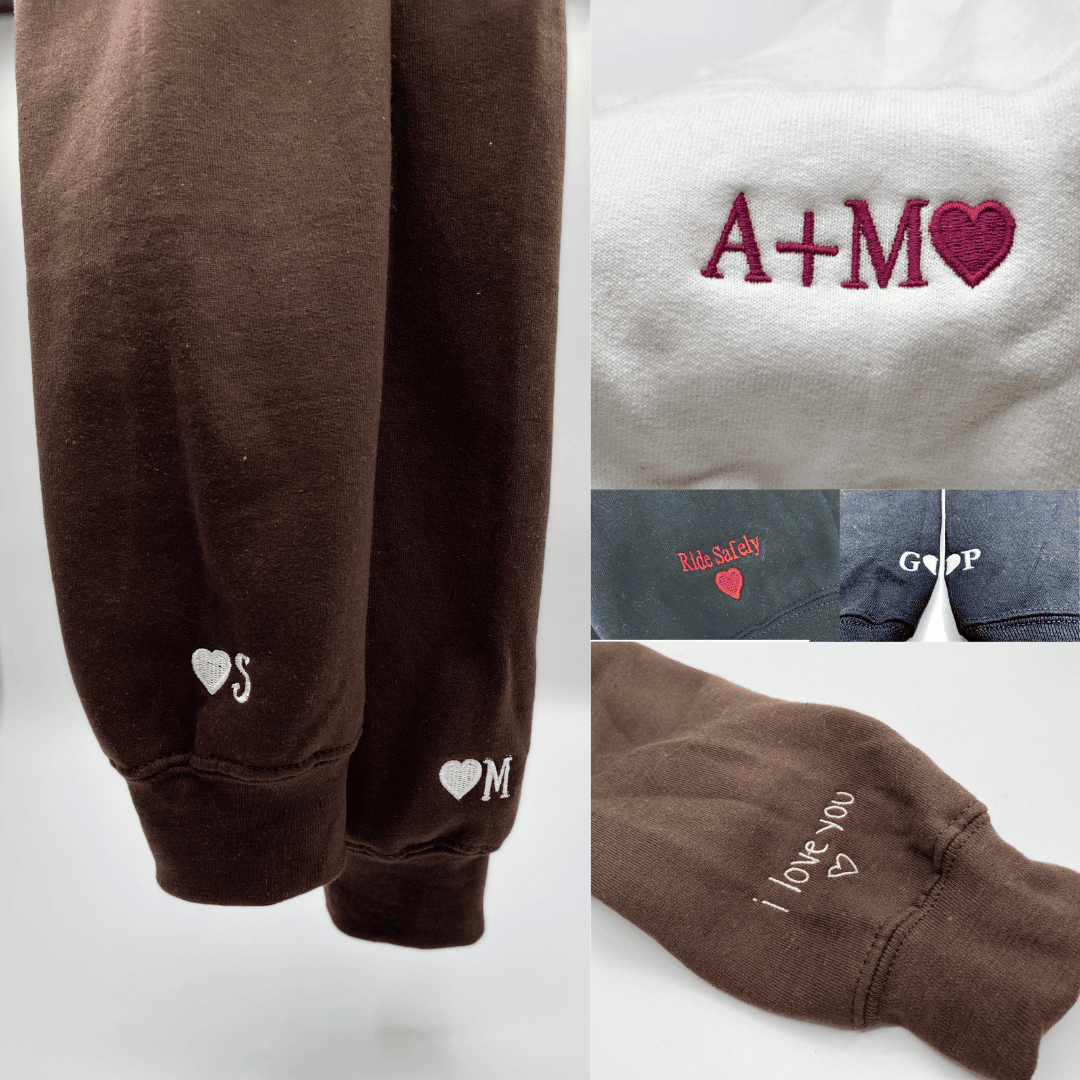 Heart Spider Web Custom Embroidered Matching Hoodies For Couples
