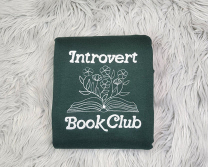 Embroidered Introvert  Book Club Crewneck - Save Water Drink Margaritas Shirt - Margarita Embroidery - T-Shirt - Sweatshirt - Hoodie