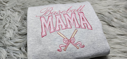 Baseball Mama Embroidered Crewneck - Baseball Mom Embroidery - Cute Mama Shirt - CrewneckT-Shirt, Sweatshirt or Hoodie - Gift for Her