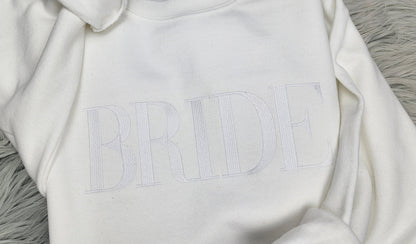 Embroidered Bride Crewneck Sweatshirt or Hooded Sweatshirt - Bride Embroidered Crewneck - Couples sweatshirts