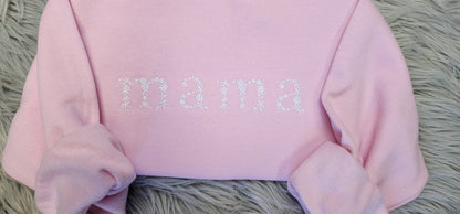 Embroidered Floral Mama Shirt - Spring Flower Embroidery - Cute Mama Unisex Crewneck - Crewneck Sweatshirt or Hoodie - Gift for Mom