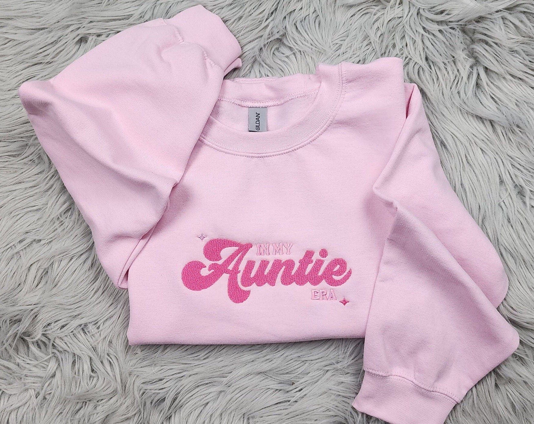 In my Auntie Era Embroidered Crewneck - Gift For Auntie -  Best Aunt  Unisex Crewneck or Hoodie - Add Custom Sleeve Embroidery