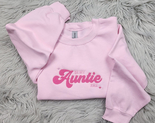 In my Auntie Era Embroidered Crewneck - Gift For Auntie -  Best Aunt  Unisex Crewneck or Hoodie - Add Custom Sleeve Embroidery