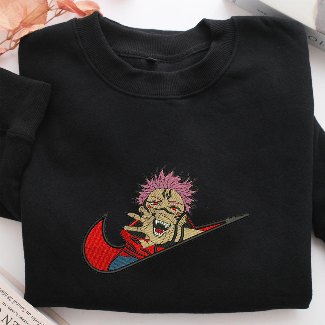 Sukuna Swoosh Nike Embroidered Sweatshirt, Nike Movie Inspired, Valentine's Day Gifts Idea For Him Her