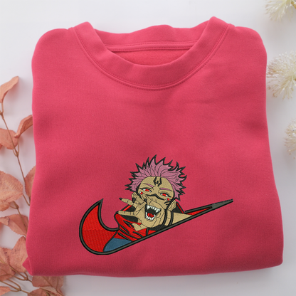 Sukuna Swoosh Nike Embroidered Sweatshirt, Nike Movie Inspired, Valentine's Day Gifts Idea For Him Her