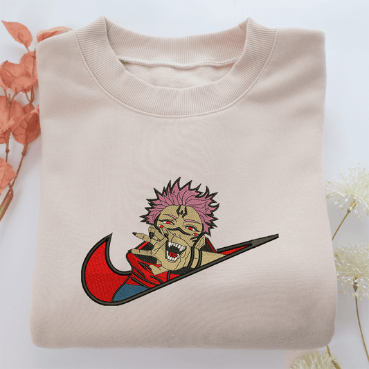 Sukuna Swoosh Nike Embroidered Sweatshirt, Nike Movie Inspired, Valentine's Day Gifts Idea For Him Her