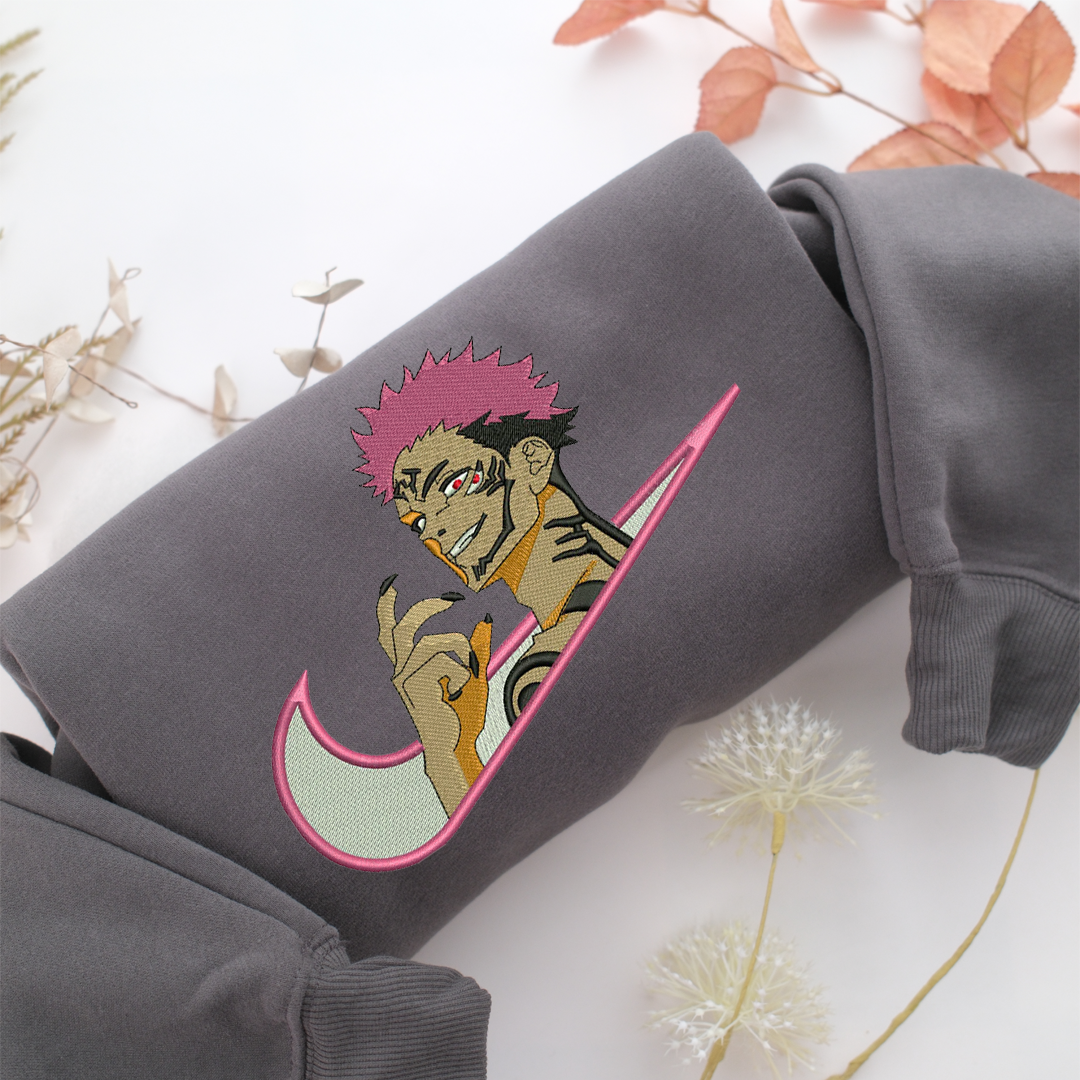 Sukuna Swoosh v3 Nike Embroidered Sweatshirt, Nike Movie Inspired, Valentine's Day Gifts Idea For Him Her