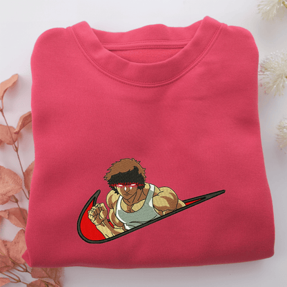 Baki Hanma Swoosh v1 Nike Embroidered Sweatshirt, Nike Movie Inspired, Valentine's Day Gifts Idea For Him Her