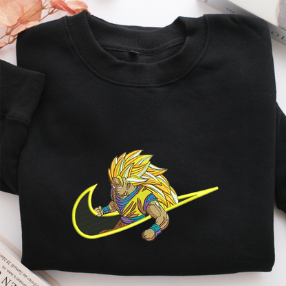 Angry Goku Swoosh Nike Embroidered Sweatshirt, Nike Movie Inspired, Valentine's Day Gifts Idea For Him Her