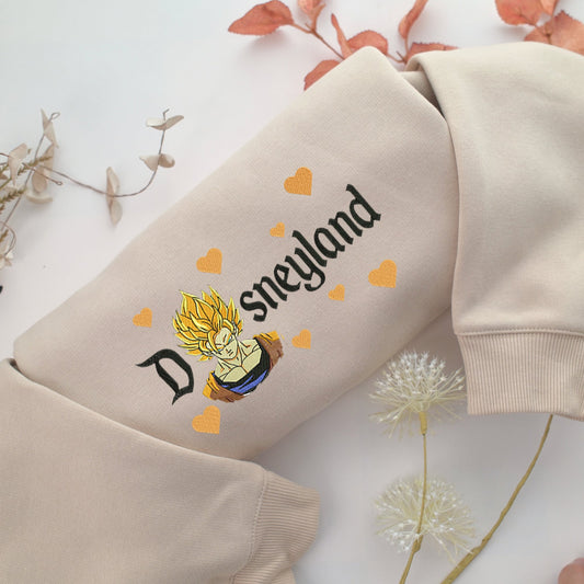 Super Saiyan Goku v3 Disneyland Embroidery, Disneyland Embroidered Sweatshirt, Movie Disney Inspired, Valentine's Day Gifts Idea For Him Her