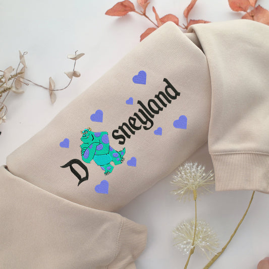 Sulley Monster Disneyland Embroidery, Disneyland Embroidered Sweatshirt, Movie Disney Inspired, Valentine's Day Gifts Idea For Him Her
