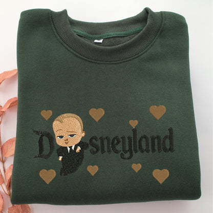 The Boss Baby Disneyland Embroidery, Disneyland Embroidered Sweatshirt, Movie Disney Inspired, Valentine's Day Gifts Idea For Him Her