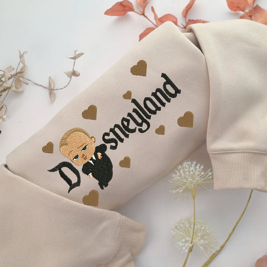 The Boss Baby Disneyland Embroidery, Disneyland Embroidered Sweatshirt, Movie Disney Inspired, Valentine's Day Gifts Idea For Him Her