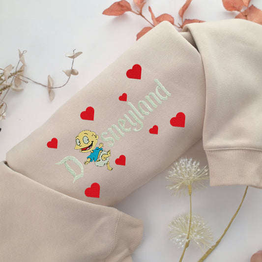 Tommy Pickles Disneyland Embroidery, Disneyland Embroidered Sweatshirt, Movie Disney Inspired, Valentine's Day Gifts Idea For Him Her