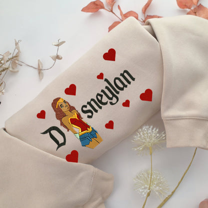 Wonder Woman Cartoon Disneyland Embroidery, Disneyland Embroidered Sweatshirt, Movie Disney Inspired, Valentine's Day Gifts Idea For Him Her