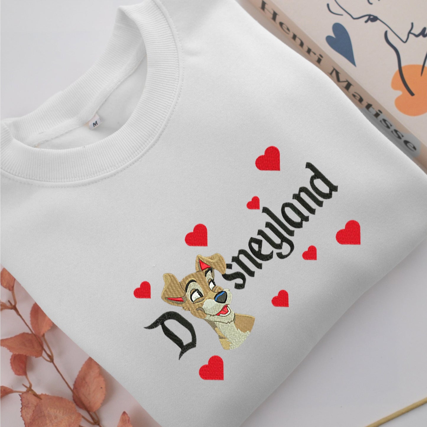 Tramp Disneyland Embroidery, Disneyland Embroidered Sweatshirt, Movie Disney Inspired, Valentine's Day Gifts Idea For Him Her