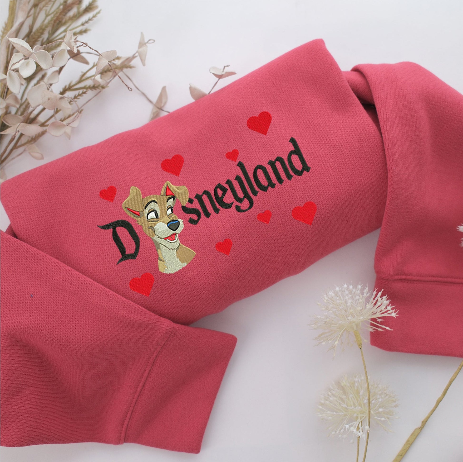 Tramp Disneyland Embroidery, Disneyland Embroidered Sweatshirt, Movie Disney Inspired, Valentine's Day Gifts Idea For Him Her