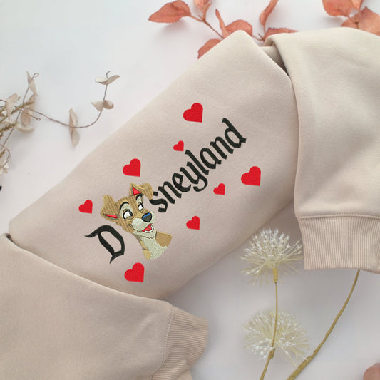 Tramp Disneyland Embroidery, Disneyland Embroidered Sweatshirt, Movie Disney Inspired, Valentine's Day Gifts Idea For Him Her