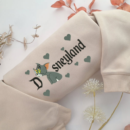 Tired Tom Disneyland Embroidery, Disneyland Embroidered Sweatshirt, Movie Disney Inspired, Valentine's Day Gifts Idea For Him Her
