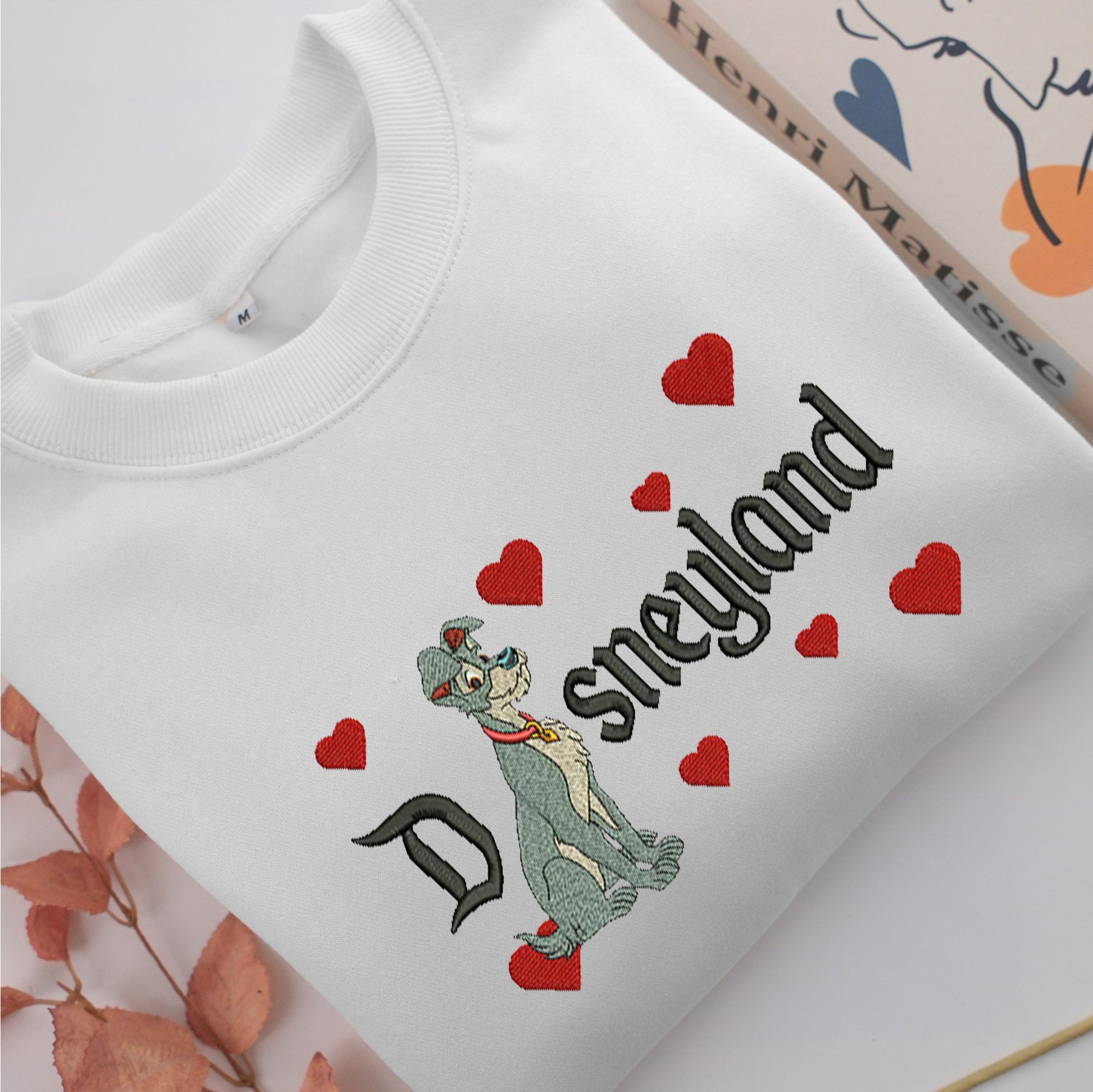 The Tramp Disneyland Embroidery, Disneyland Embroidered Sweatshirt, Movie Disney Inspired, Valentine's Day Gifts Idea For Him Her Design File