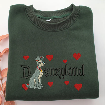 The Tramp Disneyland Embroidery, Disneyland Embroidered Sweatshirt, Movie Disney Inspired, Valentine's Day Gifts Idea For Him Her Design File