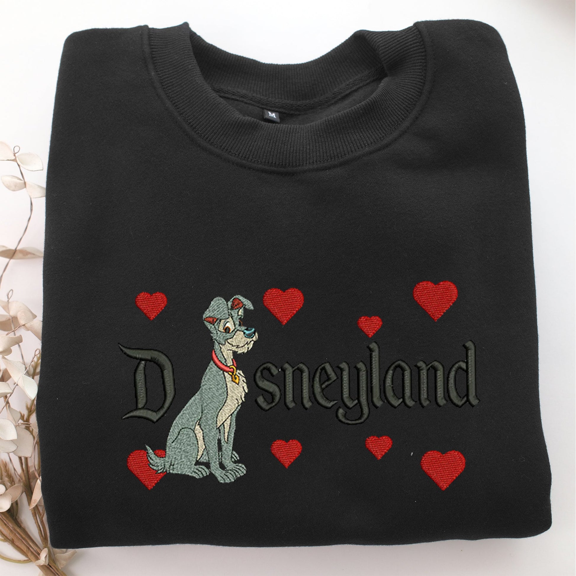 The Tramp Disneyland Embroidery, Disneyland Embroidered Sweatshirt, Movie Disney Inspired, Valentine's Day Gifts Idea For Him Her Design File