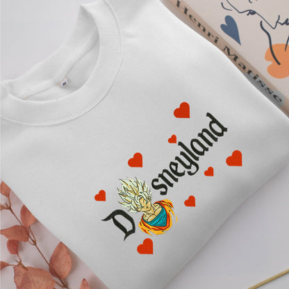 Super Saiyan Goku Disneyland Embroidery, Disneyland Embroidered Sweatshirt, Movie Disney Inspired, Valentine's Day Gifts Idea For Him Her