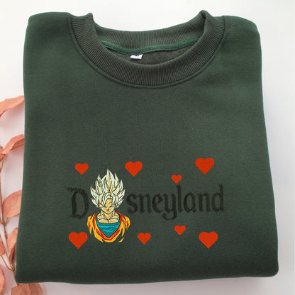 Super Saiyan Goku Disneyland Embroidery, Disneyland Embroidered Sweatshirt, Movie Disney Inspired, Valentine's Day Gifts Idea For Him Her