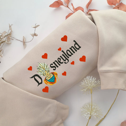 Super Saiyan Goku Disneyland Embroidery, Disneyland Embroidered Sweatshirt, Movie Disney Inspired, Valentine's Day Gifts Idea For Him Her