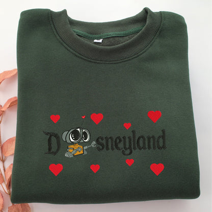 Wall E Disneyland Embroidery, Disneyland Embroidered Sweatshirt, Movie Disney Inspired, Valentine's Day Gifts Idea For Him Her