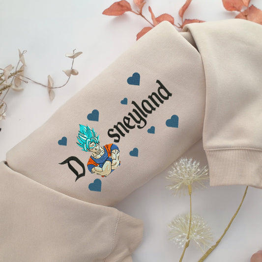 Super Saiyan Goku v2 Disneyland Embroidery, Disneyland Embroidered Sweatshirt, Movie Disney Inspired, Valentine's Day Gifts Idea For Him Her