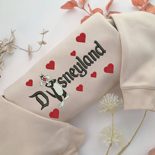 Sylvester Disneyland Embroidery, Disneyland Embroidered Sweatshirt, Movie Disney Inspired, Valentine's Day Gifts Idea For Him Her